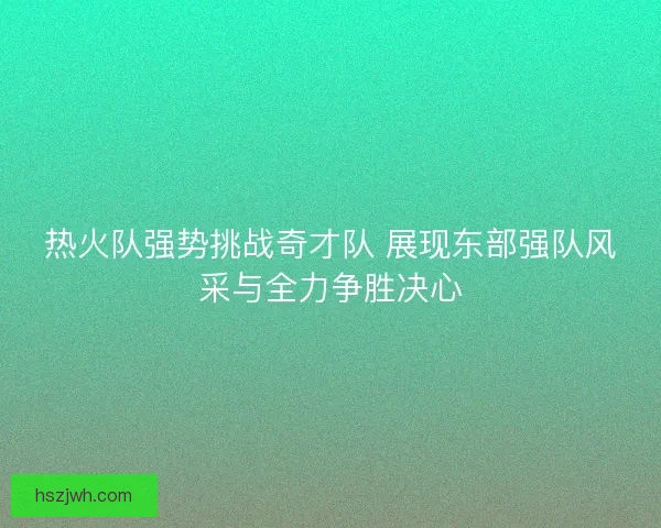 热火队强势挑战奇才队 展现东部强队风采与全力争胜决心