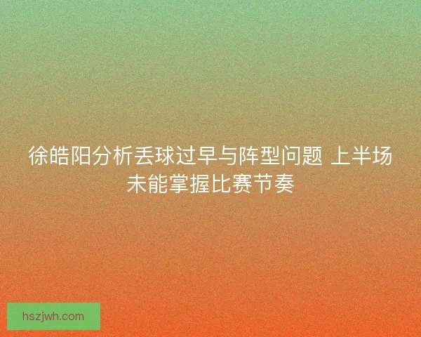 徐皓阳分析丢球过早与阵型问题 上半场未能掌握比赛节奏