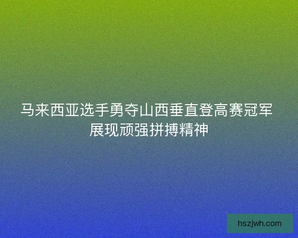马来西亚选手勇夺山西垂直登高赛冠军 展现顽强拼搏精神 马来西亚选手勇夺山西垂直登高赛冠军 展现顽强拼搏精神