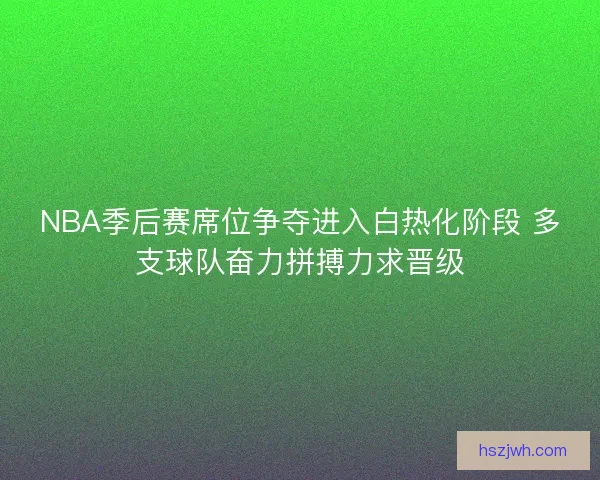 NBA季后赛席位争夺进入白热化阶段 多支球队奋力拼搏力求晋级
