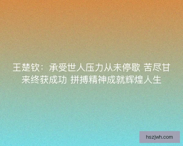 王楚钦：承受世人压力从未停歇 苦尽甘来终获成功 拼搏精神成就辉煌人生